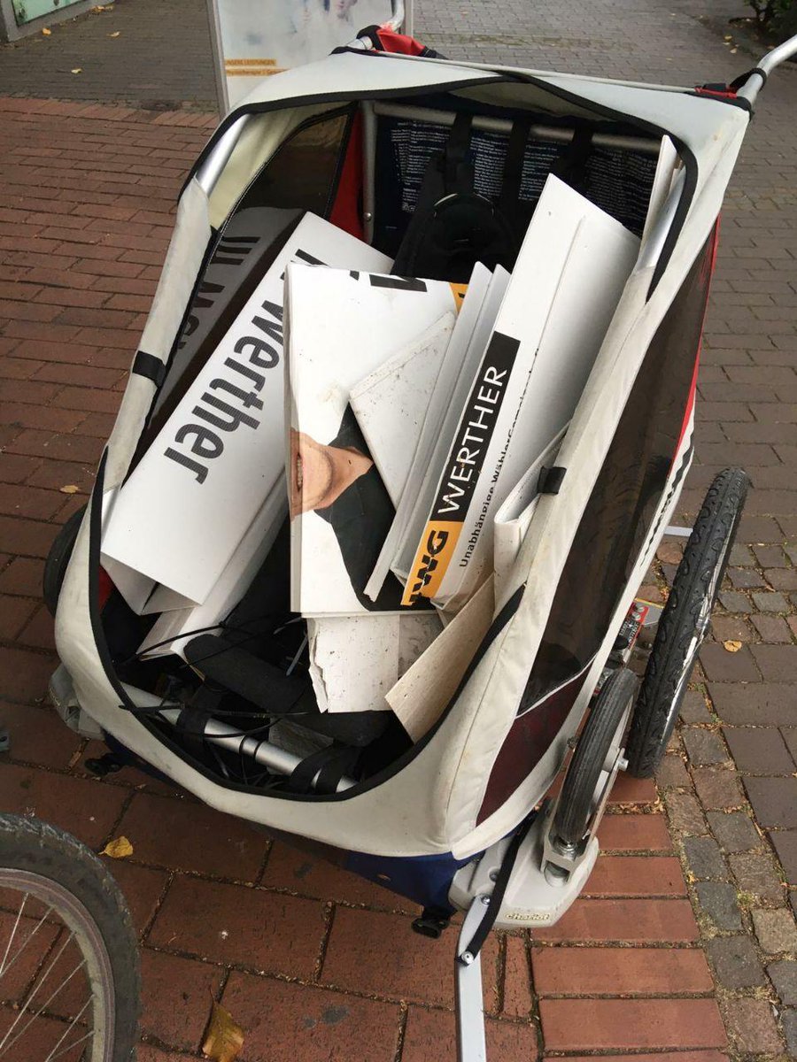 Zerstörungswut in der Innenstadt von Werther. Offensichtlich will jemand verhindern, dass Johannes Decius Bürgermeister wird. Fairer Wahlkampf? #johannesdecius #wertherwestfalen #uwgwerther