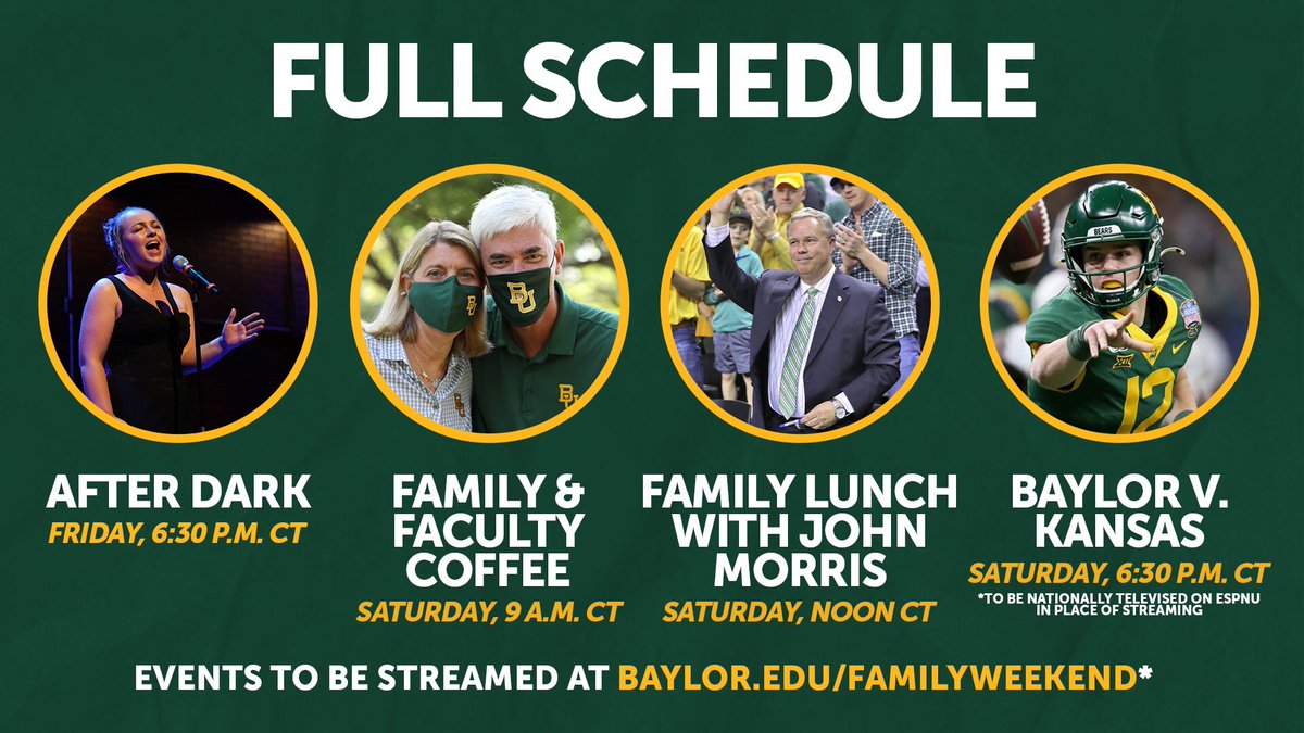 Families!!! We can’t wait to “see” you virtually this weekend. Welcome to Family Weekend 2020 🎉🎉Link in bio for all streaming info!