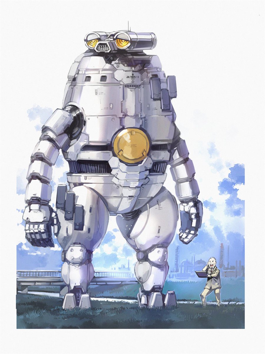 robot mecha 1boy science fiction standing cloud sky general  illustration images