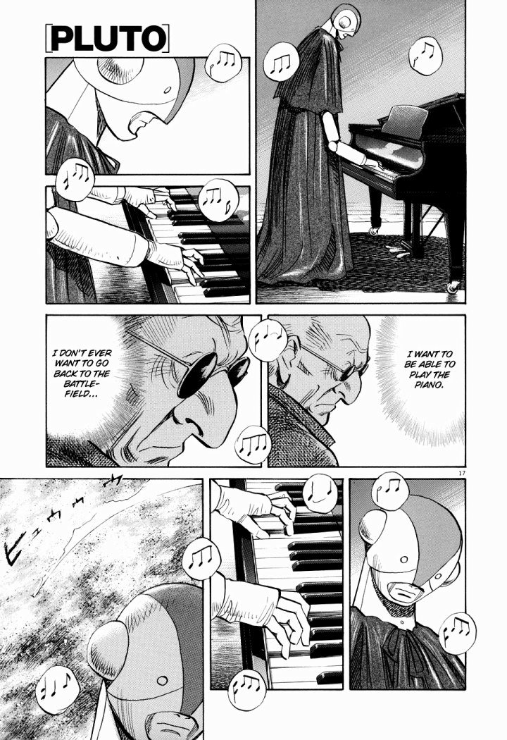 Naoki Urasawa's remake of Astro Boy, 'Pluto' is definitely one of my all time favorites for a variety of reasons but his remake of North #2 is easily one of them. Seeing how an advanced AI robot manufactured for war deals with PTSD while adjusting to its ownership under a /1