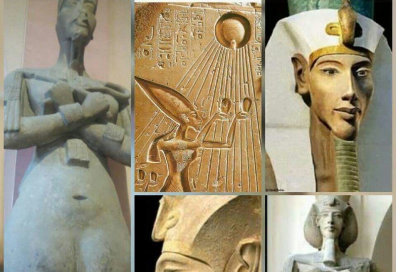 Akhenaten & wife, Nefertiti=ONLY ones Deified & able to reach Aten, They were the Middle b/w ppl & God.Thought that since deified,State affairs in 6/14 were beneath him.Instead, he tried to make people  Aten by making a New Egyptian Art Style,always showing Aten7/14