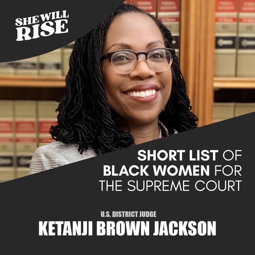 Judge Ketanji Brown Jackson is a federal judge on the United States District Court for the District of Columbia. She previously served as a vice chair and commissioner of the United States Sentencing Commission. #SheWillRise