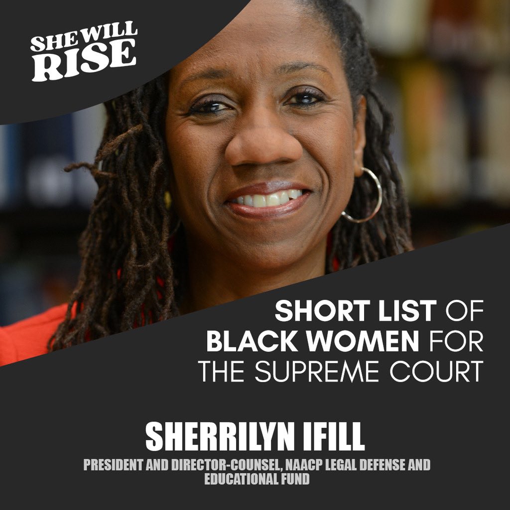 Sherrilyn Ifill ( @Sifill_LDF) leads NAACP LDF, an org established in 1940 by Thurgood Marshall with the mission of defending and advancing racial justice through litigation, advocacy, and public education.  #SheWillRise