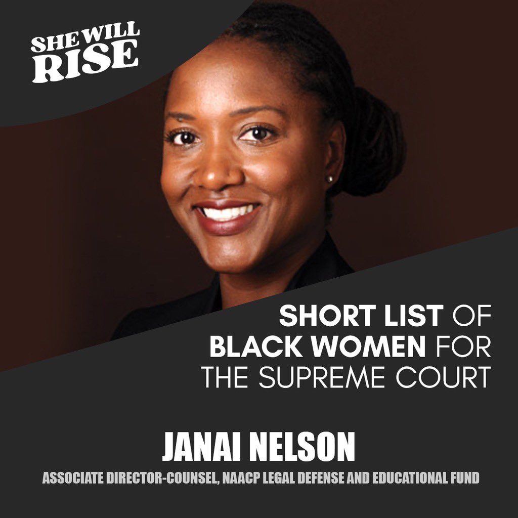 Janai Nelson ( @JNelsonLDF) is Associate Director-Counsel of the NAACP Legal Defense and Educational Fund, Inc. (LDF). Nelson works with the President and Director-Counsel to determine and execute LDF’s strategic vision and oversee the operation of its programs #SheWillRise