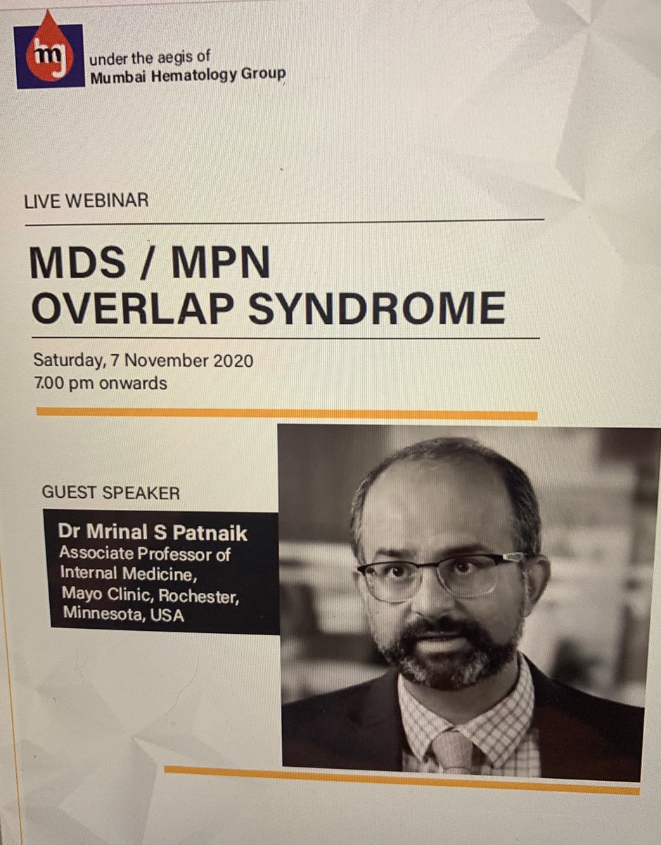 MrinalPatnaik's tweet image. Join me in India as I discuss the molecular landscape of MDS/MPN overlap syndromes #CMML #MDSMPNRST #aCML #JMML