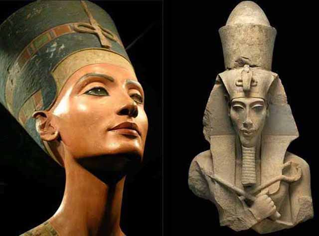 Akhenaten & wife, Nefertiti=ONLY ones Deified & able to reach Aten, They were the Middle b/w ppl & God.Thought that since deified,State affairs in 6/14 were beneath him.Instead, he tried to make people  Aten by making a New Egyptian Art Style,always showing Aten7/14