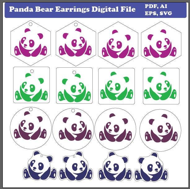 Excited to share this item from my #etsy shop: Panda Bear Earrings Digital File, pdf, ai, eps, svg #lasercutfile etsy.me/2HyYsN1