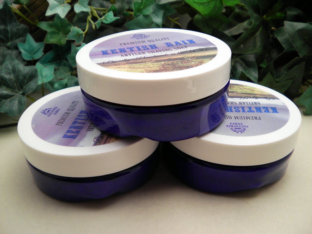 HUGE PRICE DROP ON THESE!!! KENTISH RAIN Premium Quality Tallow & Shea Butter Shaving Soap - Heat warped Containers etsy.me/2Sd1ecZ #kentishrain #stearicacid #purifiedwater #tallow #sheabutter #potassiumhydroxide #castoroil #sodiumhydroxide #fragranceoil