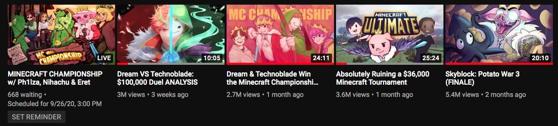 1) techno using his fanartists' art as his thumbnail and crediting them in the description of that video along with typically saying "amazing thumbnail by.." "great thumbnail by.." "epic thumbnail by.."