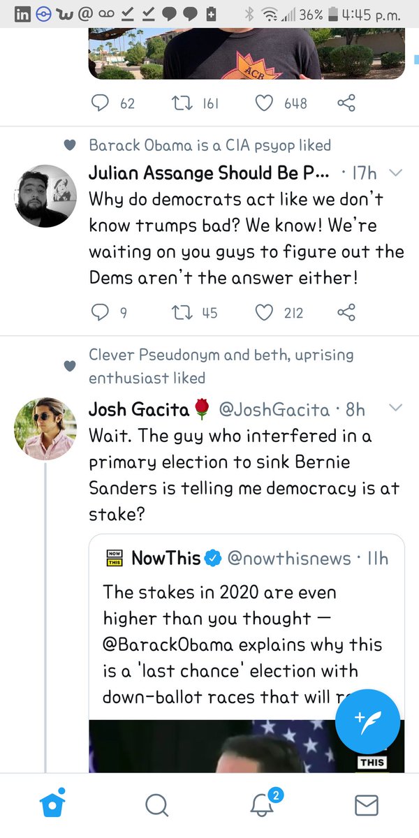 These two tweets in my feed. One person on the 'Right' complaining about Democrats, followed by one person on the left complaining about Obama and the democrats. America you are more untied than you think!