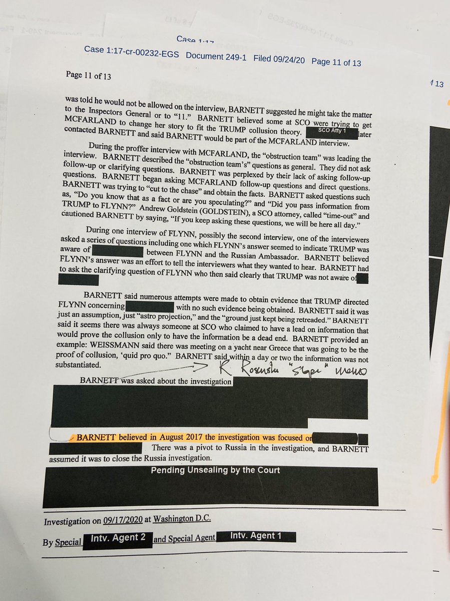 NOTE: MAJOR section pages 12 + 13, based on sequencing, appears to be Special Counsel Office post August 2017 which is same time frame as  @RodRosenstein scope memo. This IS still under seal - suggests ongoing interest Durham.  @CBSNews