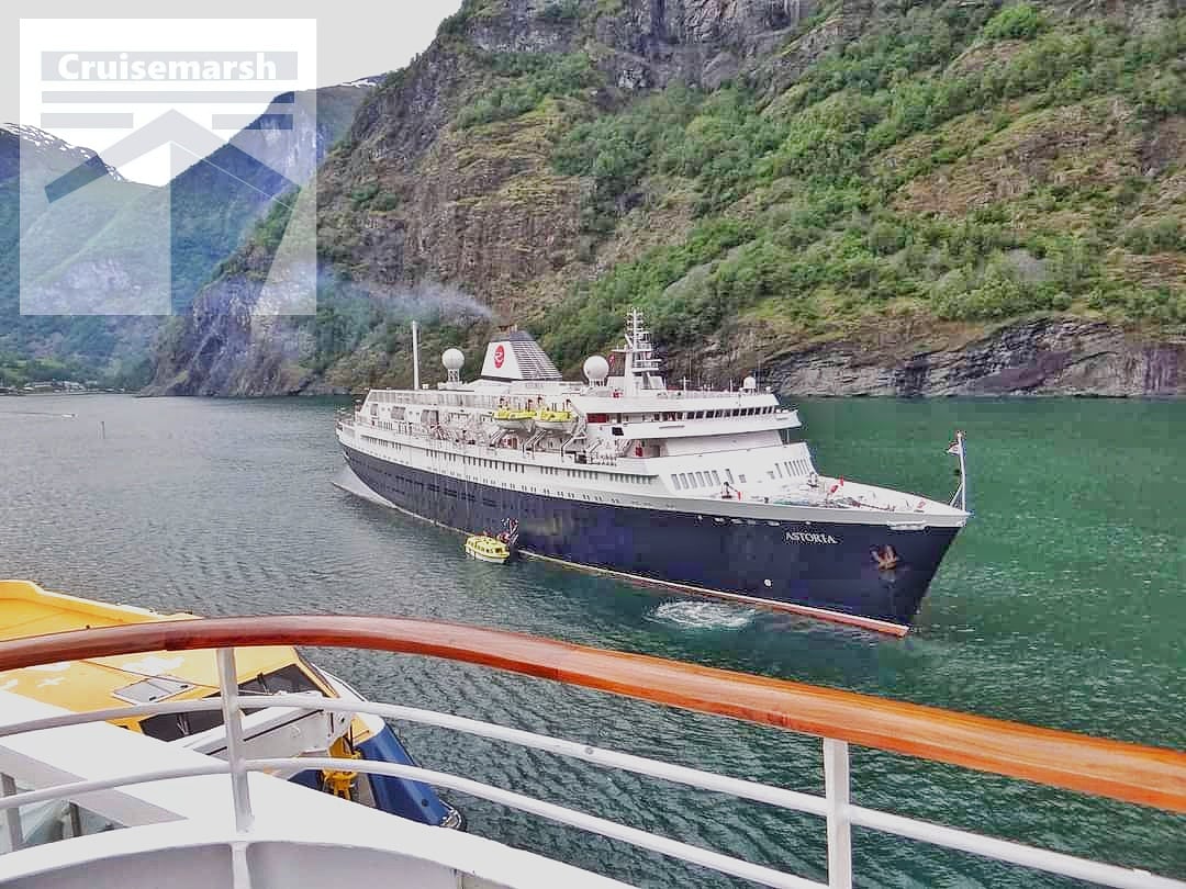 nauticallyspeak's tweet photo. Passing by the classic #Astoria - on sub charter to @Rivagesdumonde from the now defunct @CMVoyages - on board @FredOlsenCruise #Boudicca as we departed Flåm in June 2019.
#Astoria #FormerStockholm #ClassicShip #Boudicca #Flåm #June2019 #Cruiseblogger #Cruisemarsh https://t.co/wNUh6dlY4u