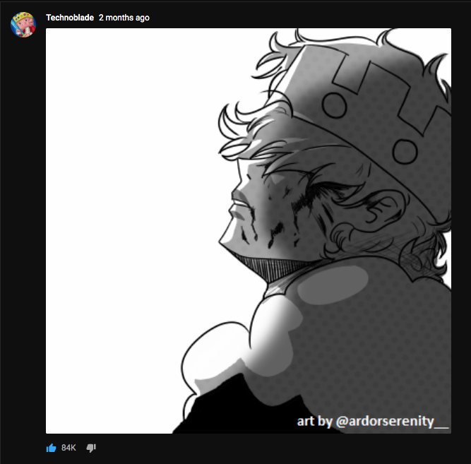 7) you know the technodark image? notice how there's no signature or @ on it? that doesnt stop techno from crediting!! ;;__;; he put my @ in his location and even put my @ on the image when posting it on his community youtube tab!!