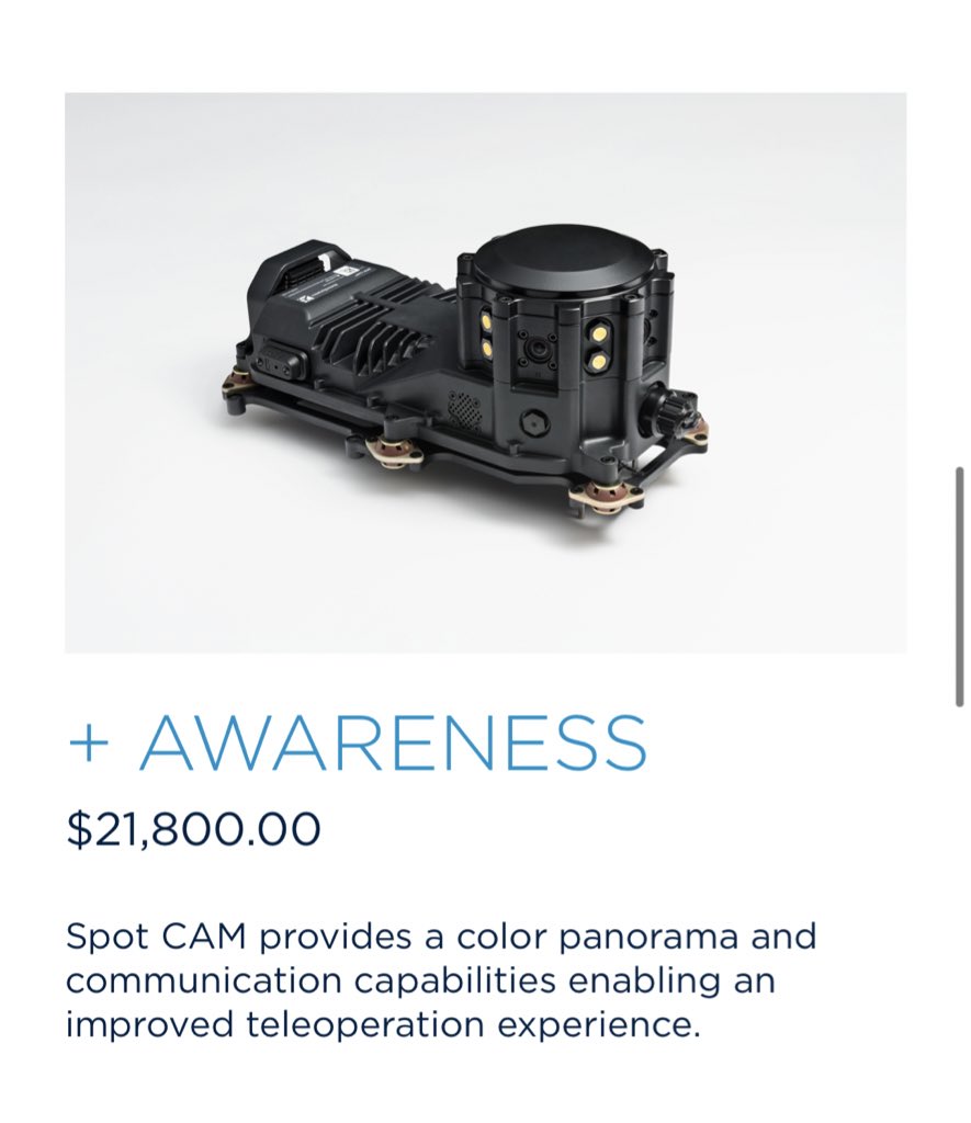 Spot has accessories, by the way. And ports to plug stuff in.  https://shop.bostondynamics.com 