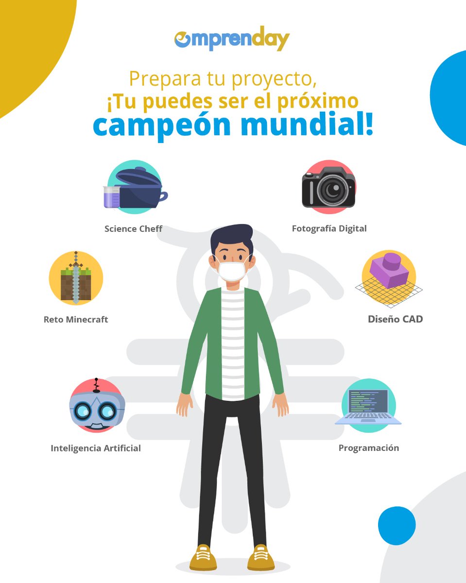 marcosalejand20's tweet photo. Nuevas Categorías  #Emprenday Temporada 2, #Fotografia  #DiseñoCAD  #InteligenciaArtificial  #Minecraft #Programacion  #ScienceCheff  inscripciones hasta el 30 de octubre, más información: https://t.co/Skkb0WJL5T #solacyt #ciencia #tecnología #educación #Ecuador https://t.co/pyll7BkPeK