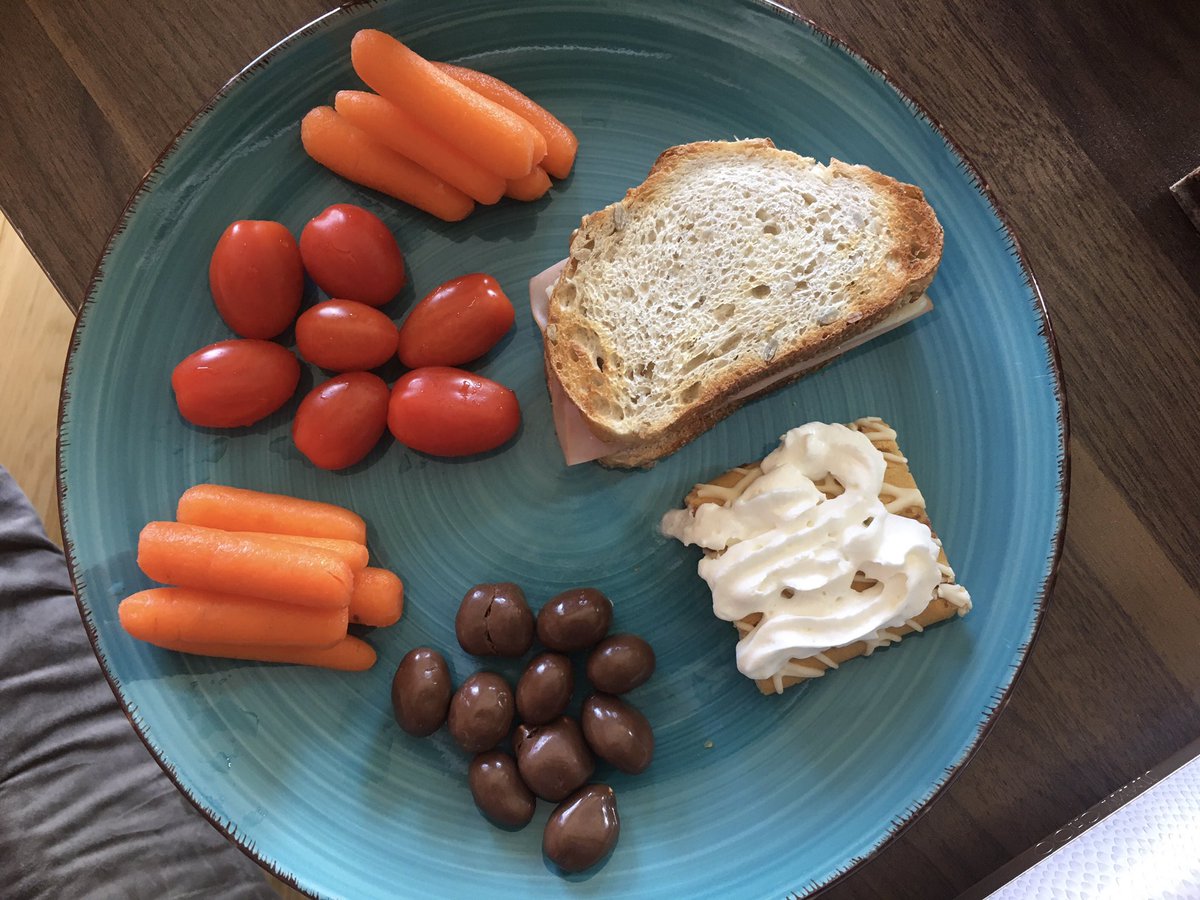 Sept. 25-carrots, grape tomatos, chicken cheese sandwich, cinnamon fibre-1 bar w whip, milk chocolate covered peanuts-slice of DQ cake w pecans-hazelnut toffee nut coffee, cinnamon fibre-1 bar, frozen grapes, 5 sea salt lime rice crackersTotal: 1296