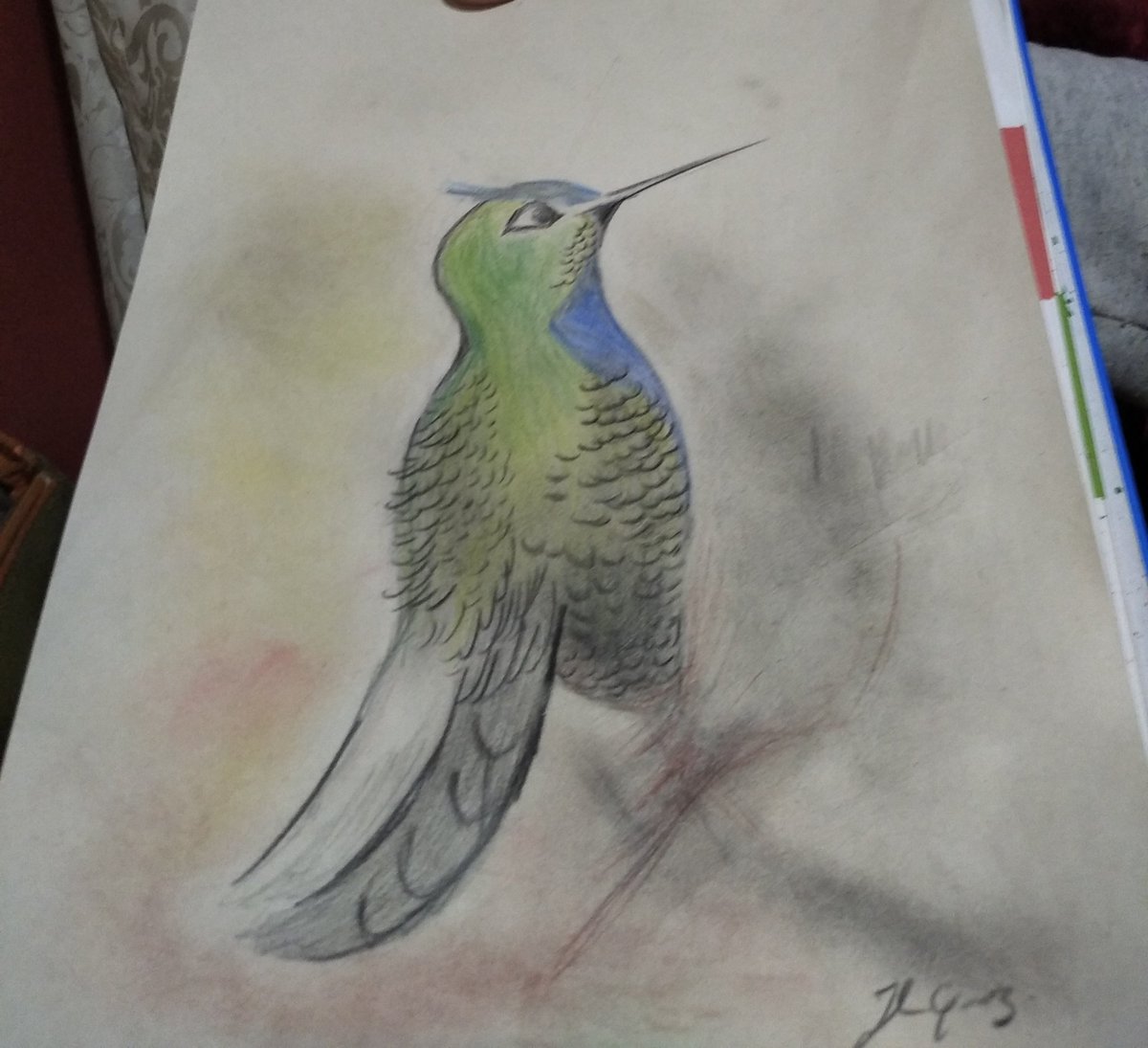 Clauhamayar's tweet photo. Creación a cuatro manos, observando al gran ilustrador #MilesMcMulan ¡Gracias @Julian0494 por compartirla conmigo! @CamaraVerdeOrg #ClimateWeekCreando https://t.co/RDoH2ksX5u