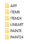 So it's got 8 wallpapers from each of the two games, and then it has directories for each of the games, containing files in these folders.other than AIFF (which is AIFF files), they're all PIC files. which I think is the native image format of the game?