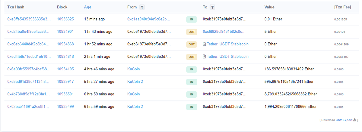 FYI, these are the movements in question.This address was sent $150M from KuCoin. $4M worth of ETH and $146M in tokens in the span of a couple of hours, beginning 7 hours ago. https://etherscan.io/address/0xeb31973e0febf3e3d7058234a5ebbae1ab4b8c23