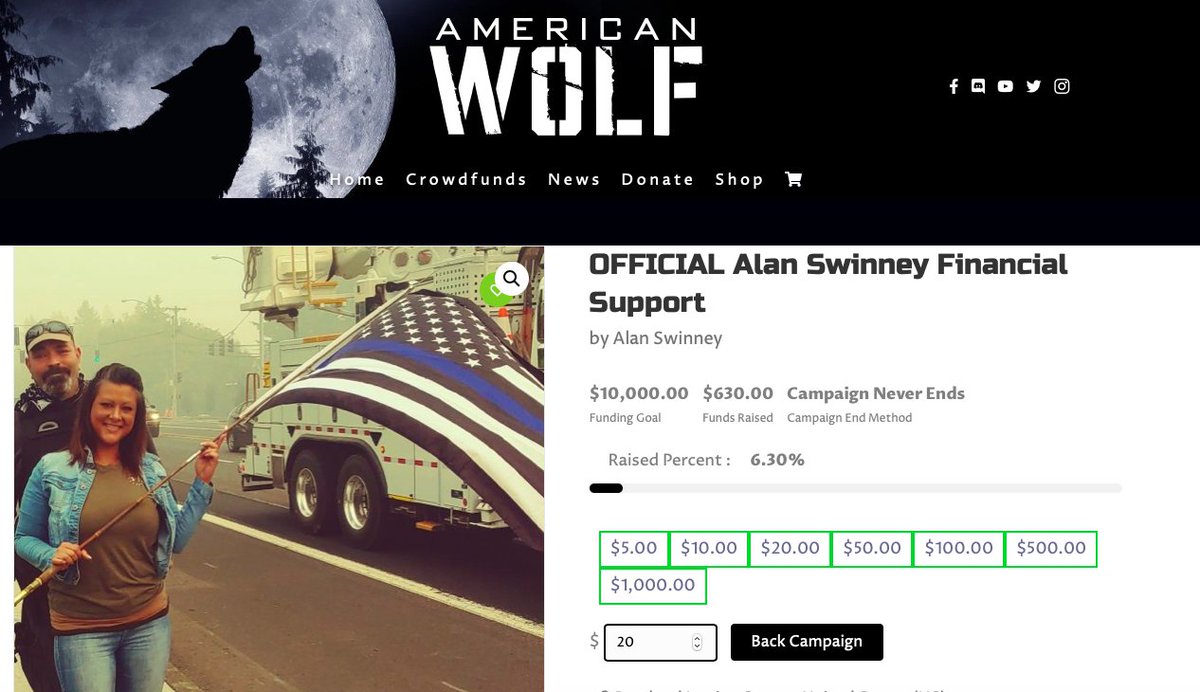 11/ As for Alan Swinney, after a summer of violence, he now claims that there's a warrant for his arrest.American Wolf, using the name the American Progressive Constitutionalist Party, is using  @AskPayPal to fundraise for his legal defense.