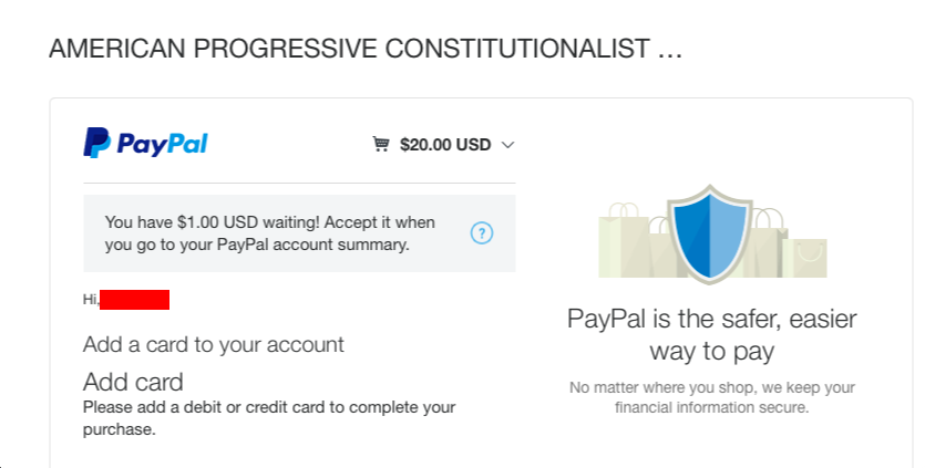 11/ As for Alan Swinney, after a summer of violence, he now claims that there's a warrant for his arrest.American Wolf, using the name the American Progressive Constitutionalist Party, is using  @AskPayPal to fundraise for his legal defense.