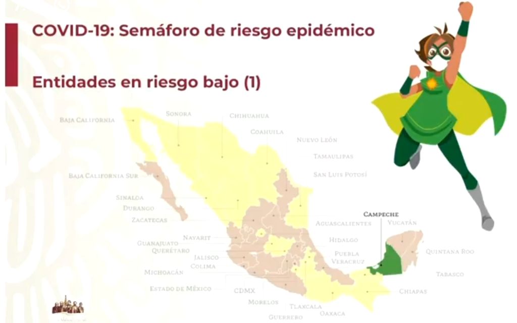 #Nacional: #Campeche es el primer Estado de la República Mexicana que pasa al color verde en el semáforo epidemiológico.

1/3