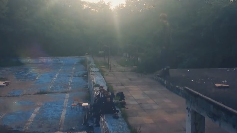 This also shows Taehyung jumping into the sea, while a similar scene occurs earlier in the MV, when Taehyung is on the roof while the rest of the boys were seated at the empty swimming pool.This is also referenced in later MVs, such as the Euphoria MV!