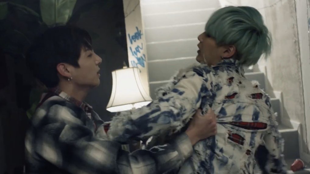 There are moments when the boys were all happy together, and ones when they’re separated.We also see what happened that led to their fall out like Yoongi and Jungkook fighting, the house of cards falling down, and scenes that seem connected but aren’t exactly the same.