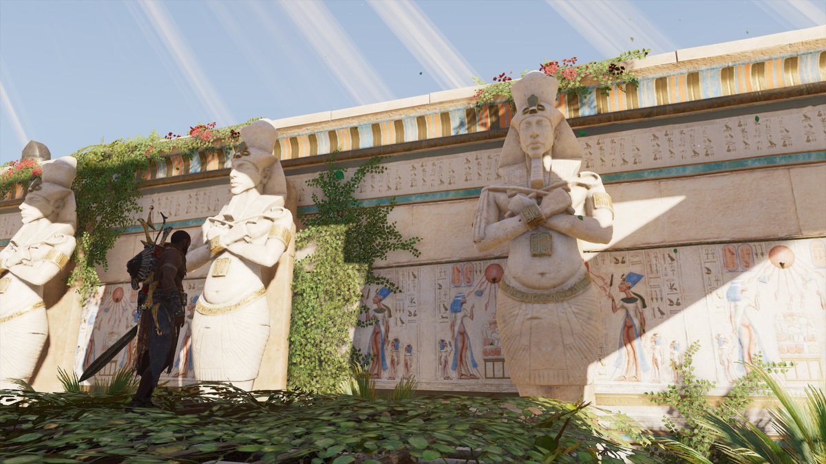 #3  #AssassinsCreed    #ACOrigins  #ACFacts:In Aten or Aaru, you are surrounded by either Akhenaten's Statues or Nefertiti's. This is bc these 2 were inseparable.They thought they were Gods who worshipped a God.Reliefs in the Afterlife are inspired by Real-life.13/14