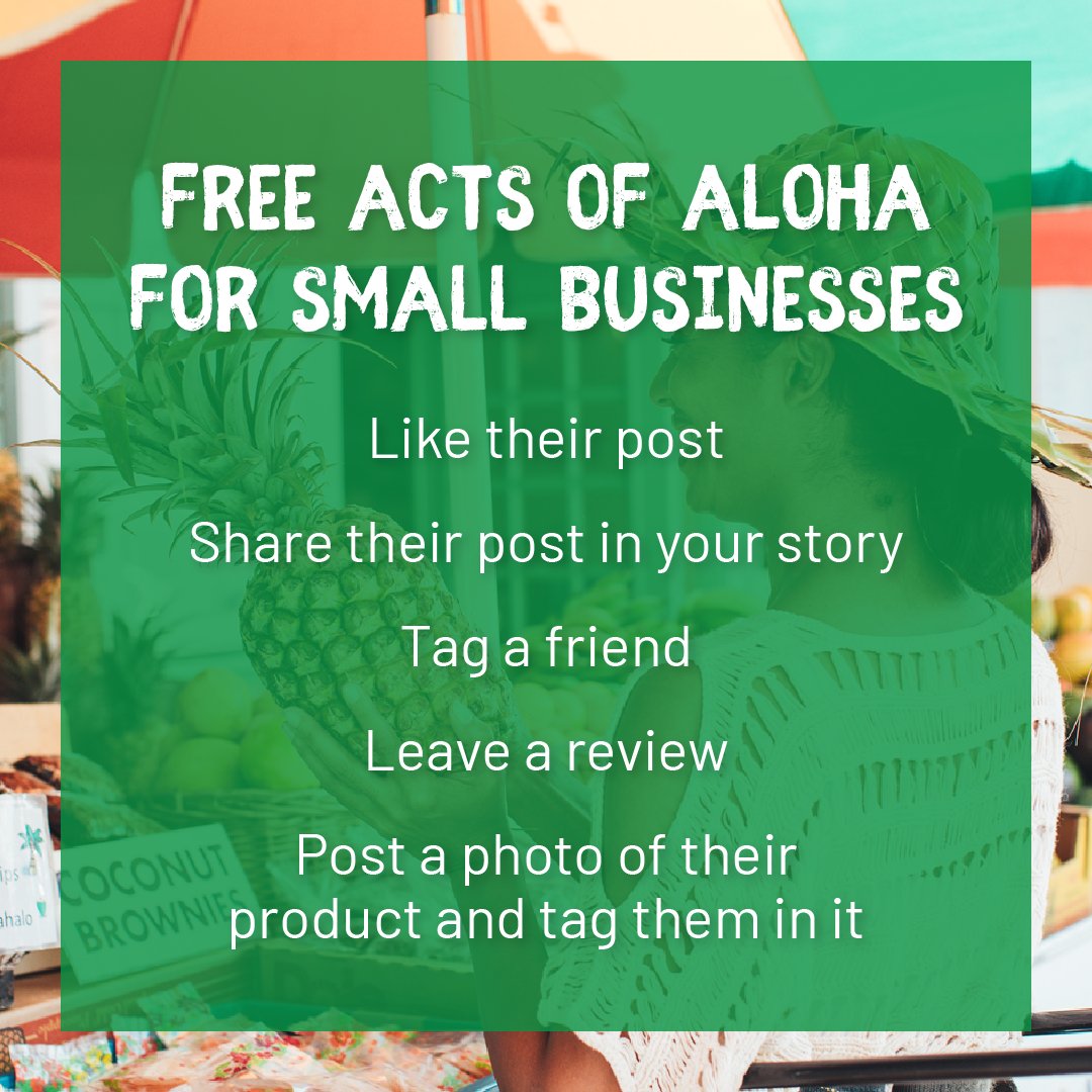 buy_Hawaii_Gov's tweet photo. Even if we can’t always #BuyHawaiiGiveAloha there are ways we can support our favorite small businesses online!
RT if you agree 🌺
#supportlocalhawaii #madeinhawaii #alohaforward #alohafriday https://t.co/O5SFt2WYNz