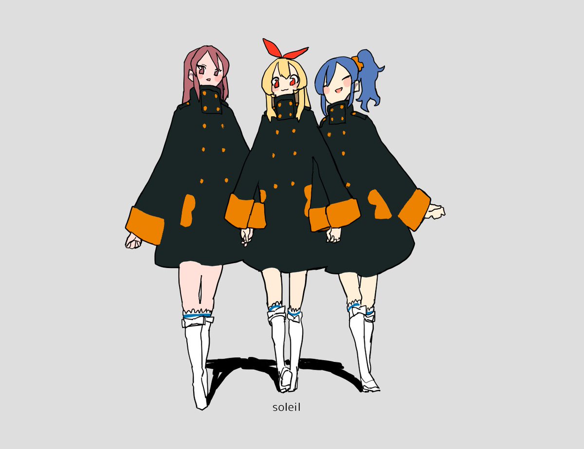 hoshimiya ichigo ,kiriya aoi multiple girls blonde hair 3girls blue hair side ponytail red eyes simple background  illustration images