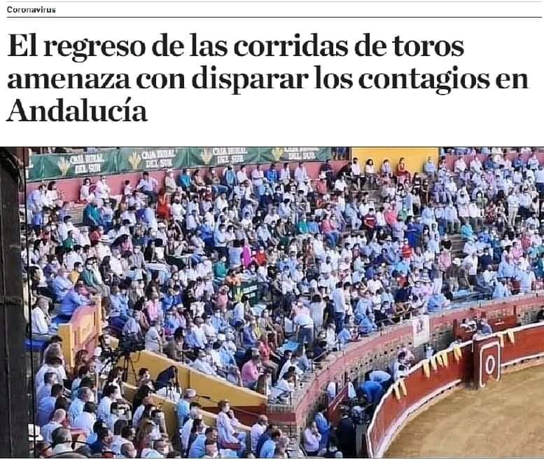 PAEstatal's tweet image. En Andalucía les prioriza 
Las corridas de toros  y se disparan los contagios .
@AnimalesGob @MariaMarinMart @begorojas 
#Codoconcodo