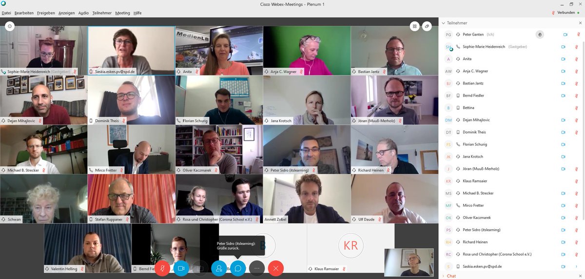 peterganten's tweet photo. Sehr, sehr wichtige und gute Diskussion mit @EskenSaskia und vielen Experten zur Schul-Digitalisierung. Konsens war, dass eine Bundesplattform sich darum kümmern muss, die bestehenden Angebote offen und erlaubnisfrei miteinander verbinden zu können. Das wäre sofort möglich. https://t.co/OOkXB9hBlE