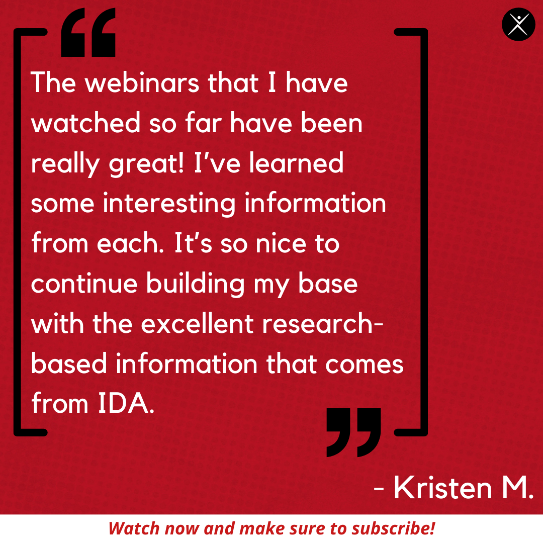 Learn something this weekend and watch one of our webinars now on the IDA YouTube channel, covering topics like supporting comprehension, assistive technology, and online structured literacy instruction. bit.ly/IDAYouTube

#IDAGoRedforDyslexia