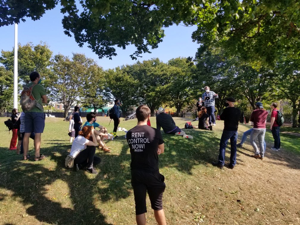 We’re out here in  #CambMA this afternoon rallying for the  #COVID19 Housing Stability Act (and a future of guaranteed  #HousingForAll) with  @Boston_DSA and  @BDSA_Housing, et al.