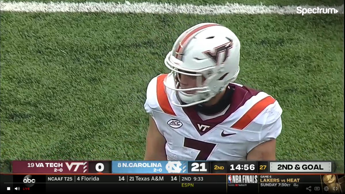 so UNC-Va Tech is a weird one. Both teams look GREAT. But if you're the Hokies, this is not a white helmet situation. You give that to the Tar Heels and wear that maroon helmet to create a pretty solid 123. would have elevated this game to A+. UNC's jerseys are FLAMES