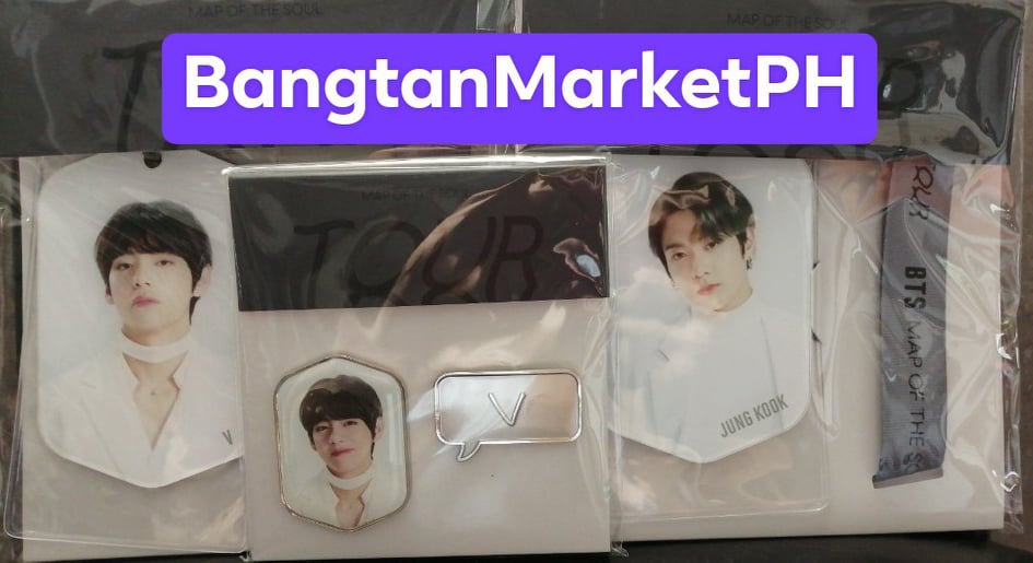 [HELP RT ]MOTS TOUR MD (ALL SEALED WITH 1 PC AVAILABLE EACH EXCEPT THE DECO STRAP) AT 35-40% OFF!Taehyung/ V Badge Pin - P650 + lsfTaehyung/ V Lanyard - P750 + lsfJungkook Lanyard - P750 +lsfSticker Set - P550 + lsfDeco Strap (3pcs available) - P750 + lsf