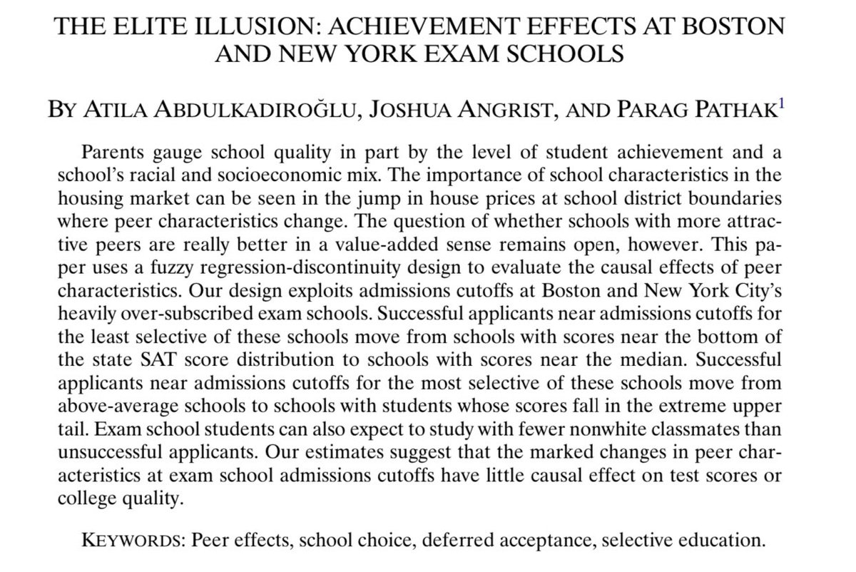 This is better-studied at the high school level, but in general the proposition that there are benefits to concentrating all the kids with the highest test scores together in a special school does not have a strong evidentiary basis.  https://economics.mit.edu/files/9518 