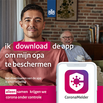 Alleen samen krijgen we corona onder controle. Daarom kan vanaf nu iedereen de #CoronaMelder-app gebruiken. Je vindt ‘m in je App Store of in de Google Play Store. Het downloaden van de app is altijd vrijwillig.