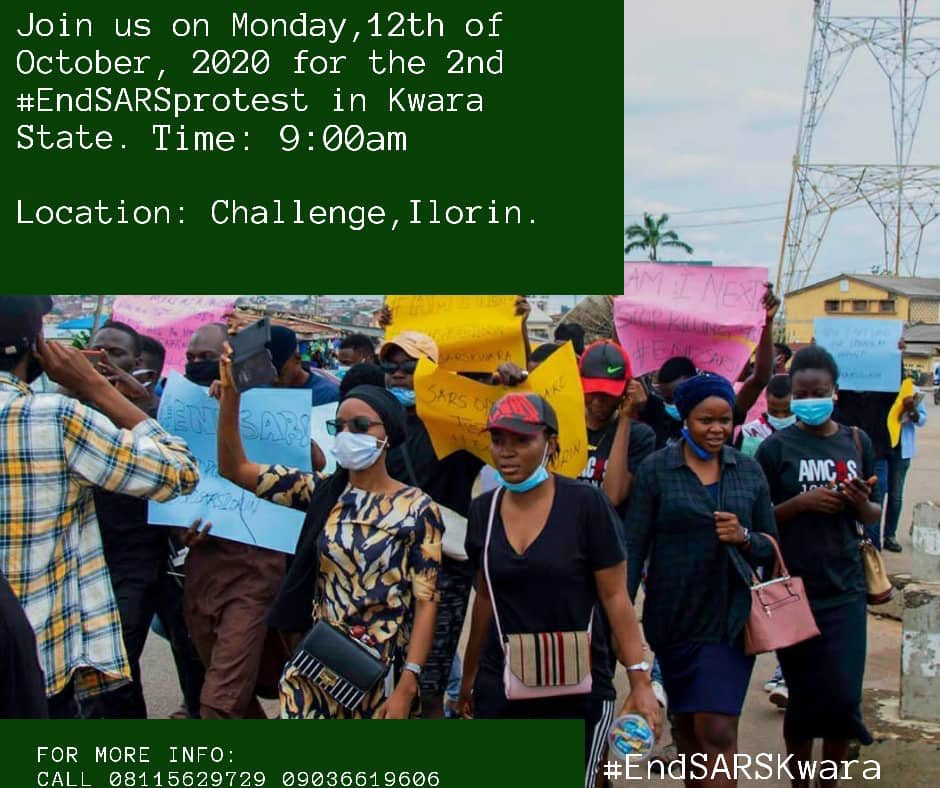 I’ll be at Ilorin for the protest on Monday.This madness must stop and we will have to come together to achieve this!!!!!!!  #EndSarsNow #EndPoliceBrutality