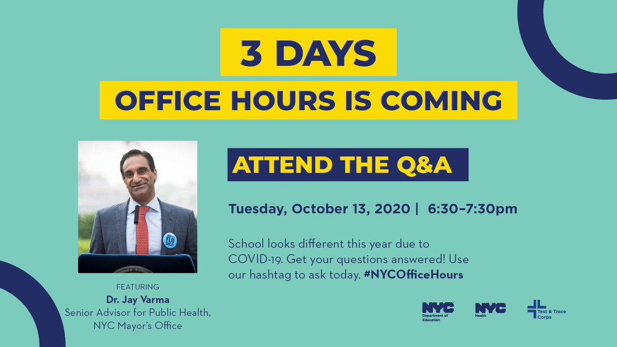 City Of New York Nycofficehours Are Coming To New York City Join Us This Tuesday Oct 13 For A Virtual Town Hall On Covid 19 Testing And Safety In Nycschools