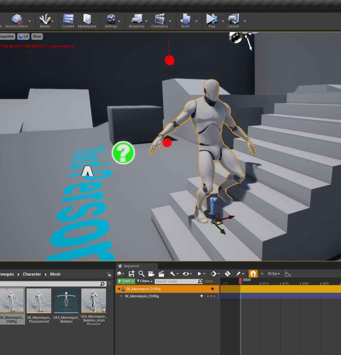pafuhana1213's tweet image. ちなみに、このIK制御はゲーム実行中だけでなく、Control RigとSequencerを使ったアニメーション作成・編集中も動作します。なので、地形を考慮した動きの作成時にも便利　#UE4 #UE4Study #ControlRig