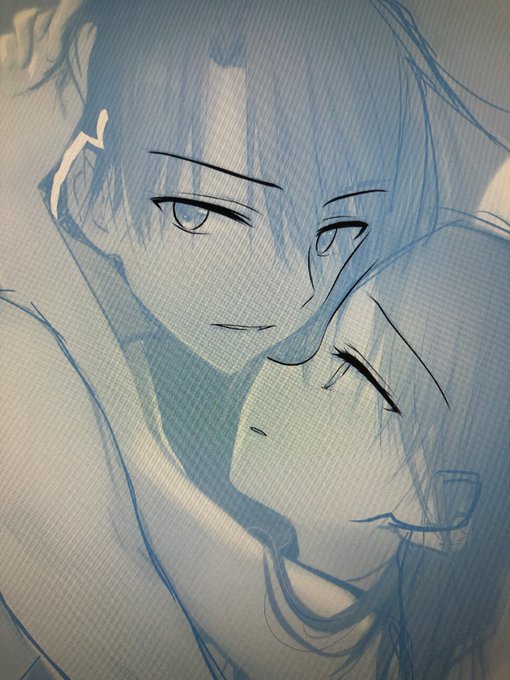 例の絵をペン入れし始めた 