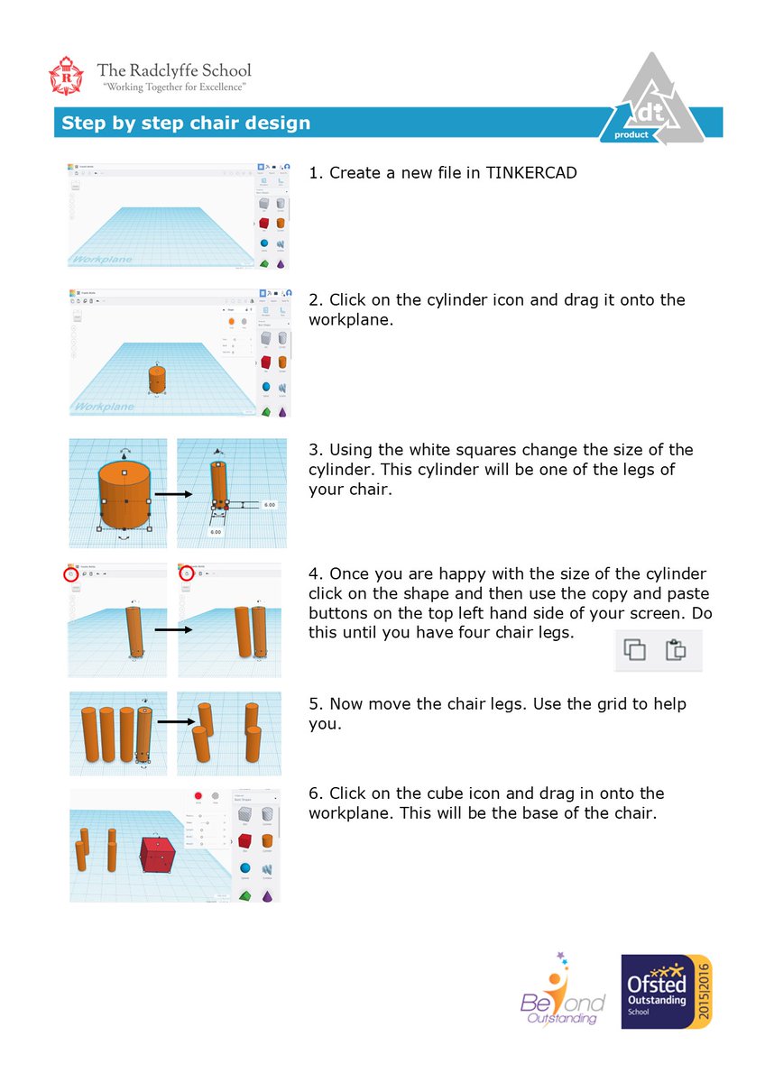 TRS_DesTech's tweet image. More support materials for the chair project ✅@tinkercad #chairdesign #techniciansrule #scaffolding #differentiate