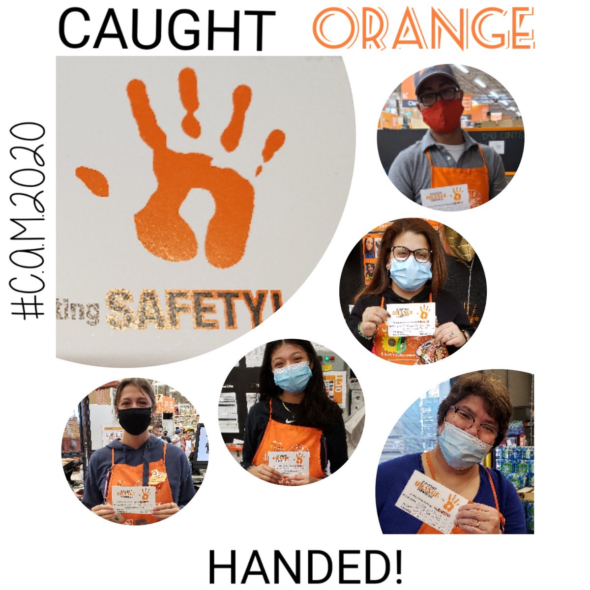 Safety First at <a href="/homedepot6955/">CI Home Depot 6955</a>! Cashiers &amp; Friends Were Caught Orange Handed Today!  Thank You All For Working Safe! #CAM2020