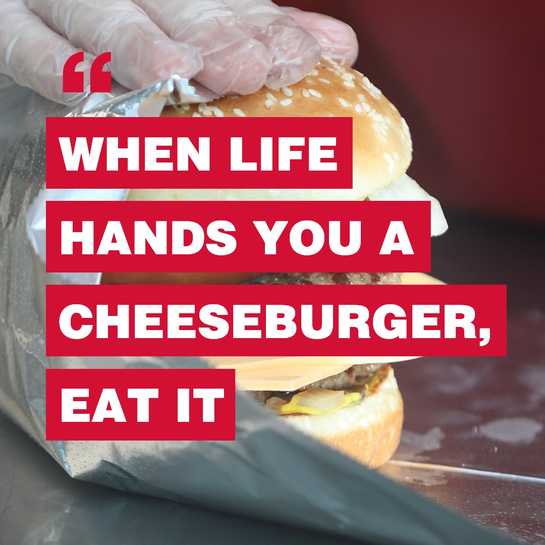 When life hands you a cheeseburger. Eat it.. 
 
اطلب الآن من هنجر ستيشن، جاهز و-تو يو