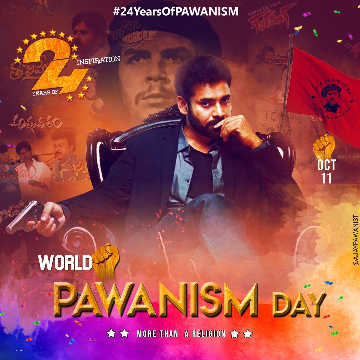 TeamPowerSena's tweet photo. INTRODUCED AS KALYAN BABU!
 
People gave him a tag "POWERSTAR"

Now people call him as "JANASENANI"🙏

#24YearsOfPAWANISM https://t.co/cAzR31onMa