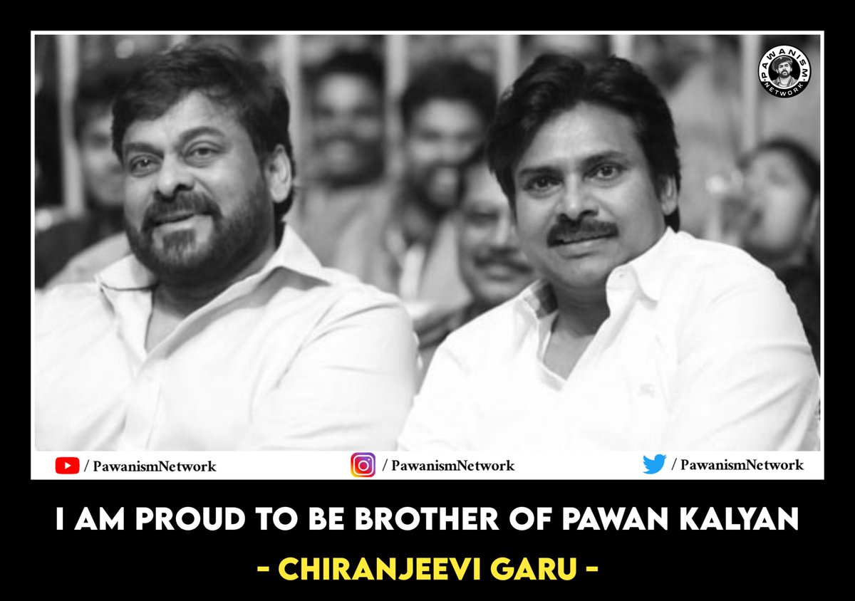 SagarNaniJSPK's tweet photo. "I AM PROUD TO BE BROTHER OF @PawanKalyan" - @KChiruTweets 
Manaki nachina vallu Manalni chusi proud ga feel avuthunnaru ante anthakante yekkuva Yem Kaavali 
#PawanKalyan 🙏🙏🙏🙏🙏

#24YearsOfPAWANISM 
#VakeelSaab #Acharya 

https://t.co/3R7CyfzdBV
