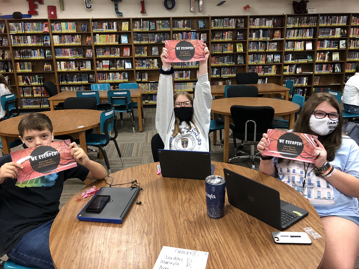This group of 6th grade students were excited to be the first group to escape the library breakout room! @HALLSMSREADS <a href="/HallsMiddle/">Halls Middle School</a> #strivingforgreatness
#workingtogether