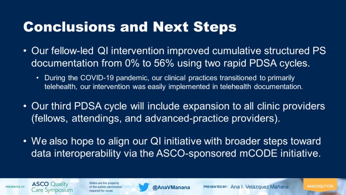 #2
Drs. @AnaVManana, @RahulBanerjeeMD, @PelinCinarUCSF et al work on improving documentation of performance status at @HemoncUcsf.

#ASCOQLTY20
meetinglibrary.asco.org/record/192926/…